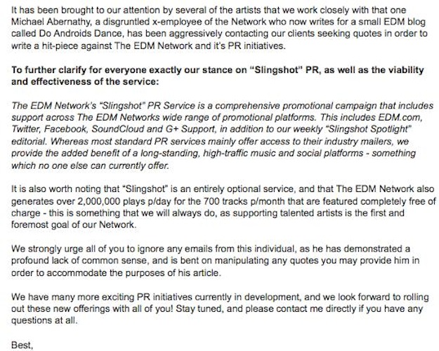 EDM Network Email Decide For Yourself: Does EDM.coms Slingshot Feature Define Payola?